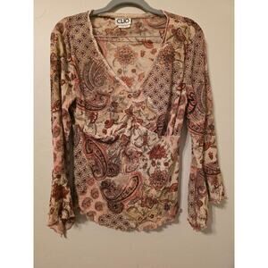 🧡 Y2K Boho Paisley Mesh Top | Fairycore Sheer Long Sleeve